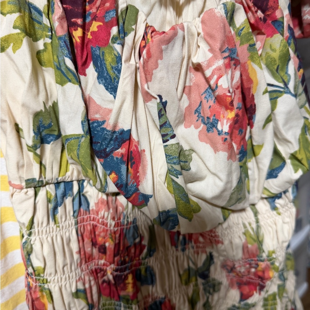 NWT Abercrombie & Fitch Smocked Drop-Waist Puff Sleeve Floral Maxi Size XL Tall - Picture 7 of 9